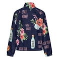 thumbnail image 6 of Jackets for Women Winter Coat Jackets Flannel Stand Collar Jacket(Floral Safety Reminders,Size:S-4XL), 6 of 7