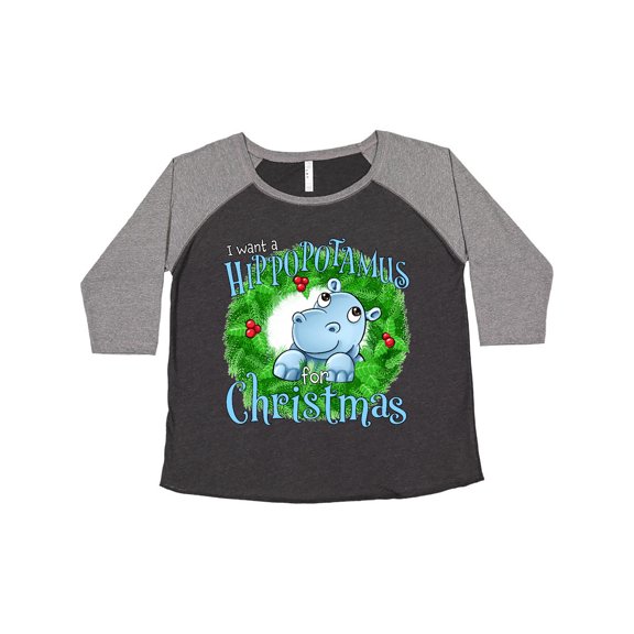 Inktastic I want a Hippopotamus for Christmas Women's Plus Size T-Shirt