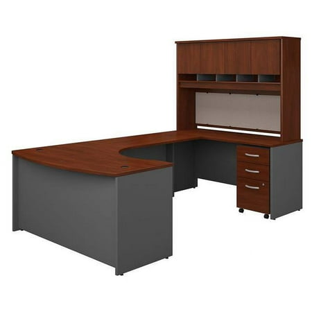 UPC: 0042976052904 | Bush Business Furniture 60 in. Series C Right Handed Bow Front U-Shaped Desk with Hutch & Storage – Hansen Cherry