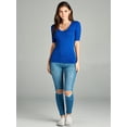 thumbnail image 6 of Essential Basic Women's Cotton Blend V Neck Tee Shirt Half Sleeves - Junior and Plus Sizes, 6 of 6