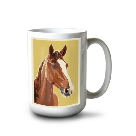 

15 fl oz Ceramic Mug Horse Letterpress Dishwasher & Microwave Safe