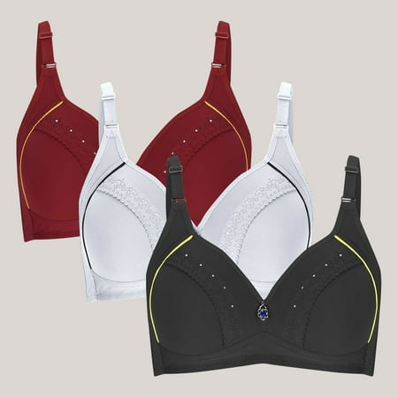 Wireless Bras for Women No Padding 3 Pack 46Ddd Bras for Plus Size Underwire Plus Size Underwire Bras Full Coverage Supportive Bras Large Bust Wireless Lace Lingerie Bralette