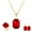Red, variant on Fashion Color Crystal Jewelry Set Geometry Rectangle Pendant Rhinestone Necklace Rings and Drop Earrings for Women Ladies Gifts Gold Plated