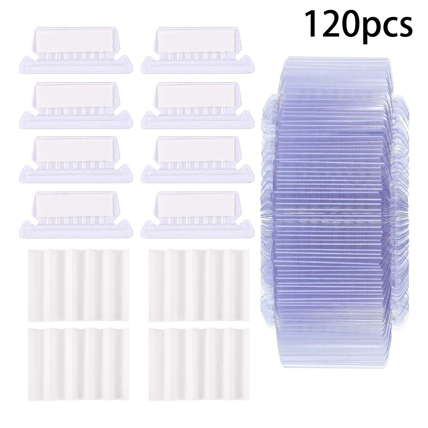 120 Sets 2 Inch Hanging Folder Tabs, Transparent PVC Label Clip Set ...