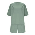 thumbnail image 4 of Admvng Lounge Sets For Women Loose Casual Two-piece Suit Short Sleeve And Shorts With Pocket Set S-2XL, 4 of 6