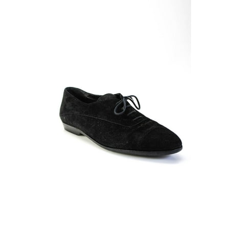 

Pre-owned|Susan Bennis Warren Edwards Womens Almond Toe Suede Oxfords Black Size 9.5 A