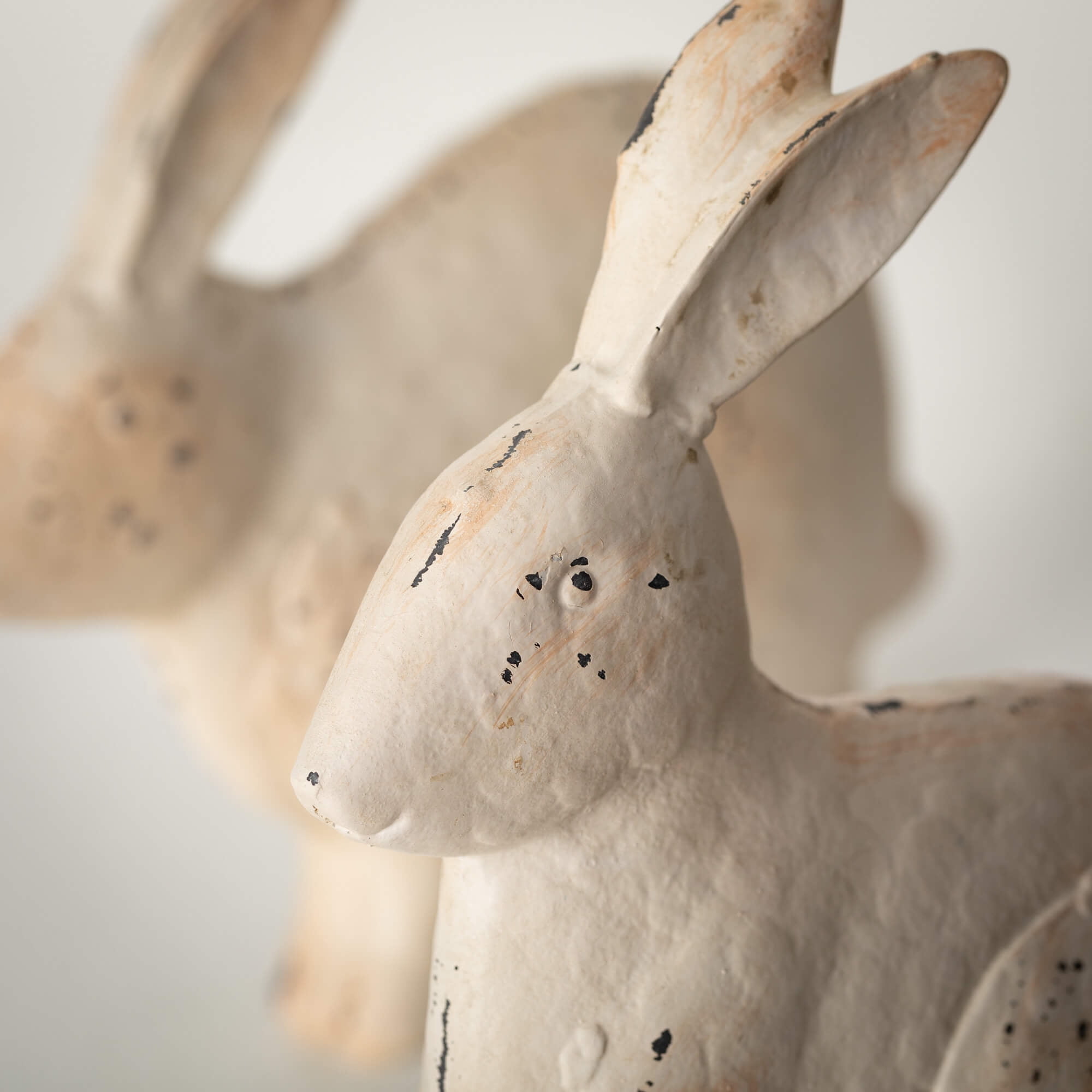 Sullivans 8" & 6.5" Large Rustic Bunny Figurines Set of 2, Resin