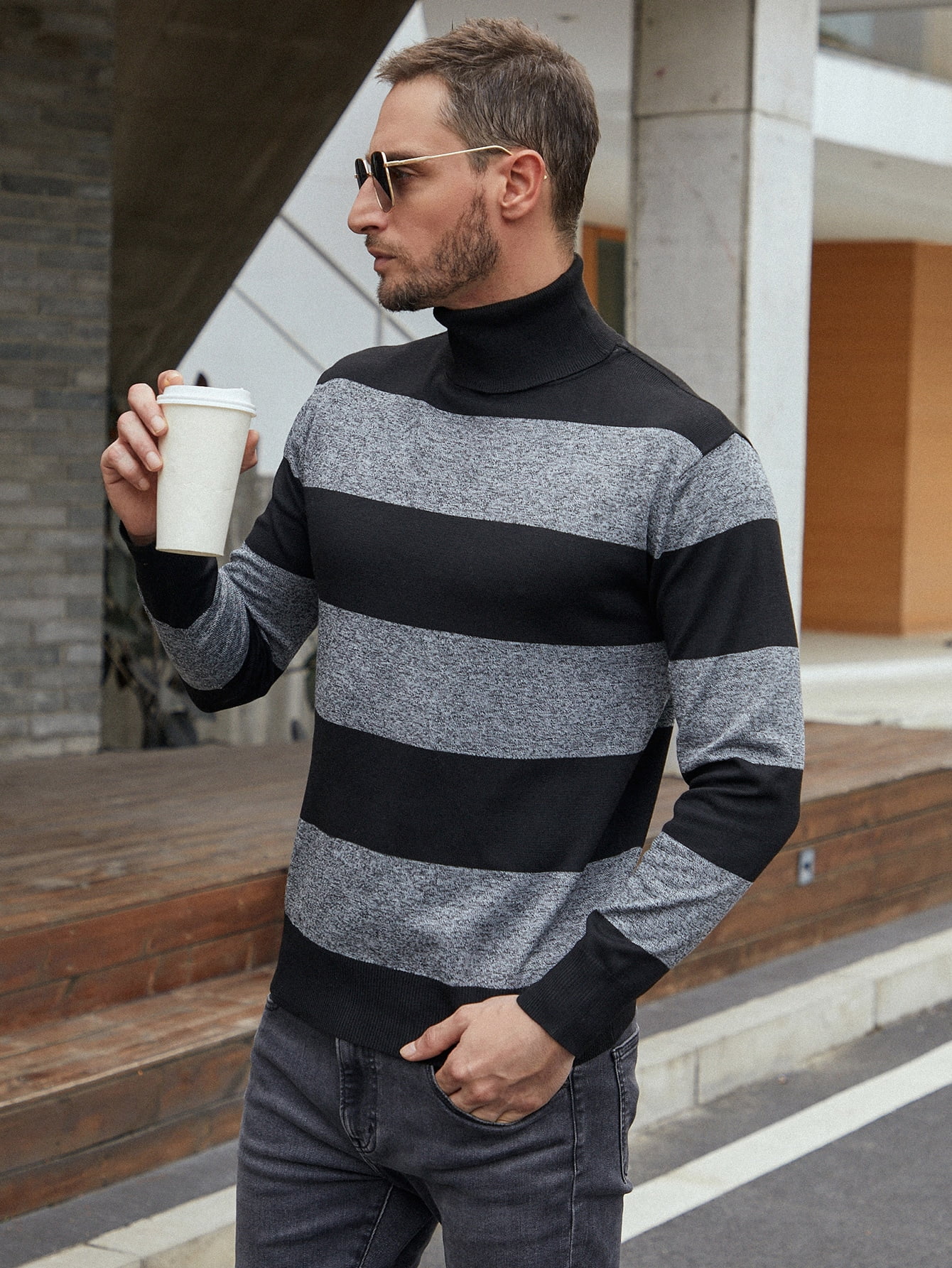 Tone Turtleneck Sweater Casual 