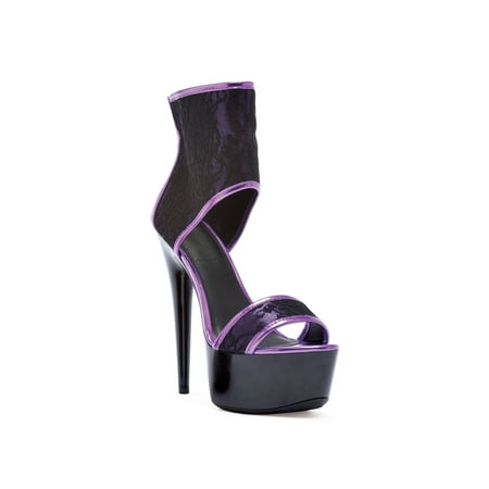 

Ellie Shoes E-609-Amanda 6 Heel Womens Pointed Heel Platform Sandal With 2 Layer Lace Upper. Purple / 5
