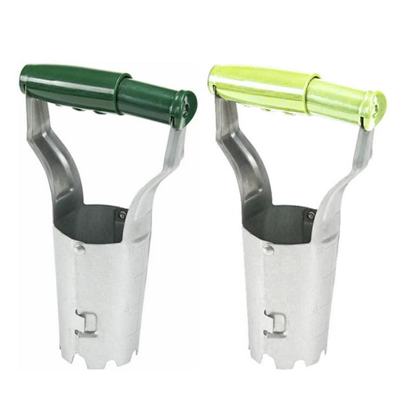 Hongchun Garden Bulb Planter Depth Mark, Stainless Steel Gardening Bulb Transplanter Tool with Short Handle for Planting Flowers Tulips, Daffodils, Lily, Dahlias