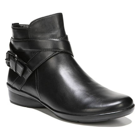 Black leather ankle boots
