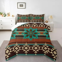 Manfei Teens Female Men Abstract Boho Flower 3 Pieces Queen Comforter Set,Bohemian Aztec Ultra Soft Bedding Sets,Tribal Theme Bedding Comforter Set,Ultra Soft Home Decor,Reversible