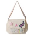 thumbnail image 1 of Bolso Mensajero Lindo para Mujer Lienzo Con Apliques Letras Y Estrellas para Adolescentes Y Estudiantes (blanco), 1 of 9