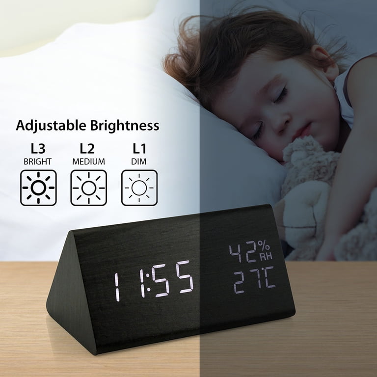 Wooden Alarm Clock Wooden Digital Alarm Clock With Voice Control ...