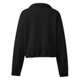 thumbnail image 6 of Bibifish Womens Jackets Stand Collar Drawstring Waist Fuzzy Full Zip Up Jackets Rib Cropped Fit Warm Soft Casual Streetwear Daily Wear Trendy Jackets, 6 of 6