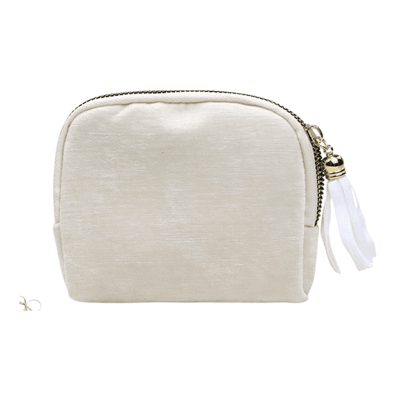  2027 New Chenille Jewelry Case, Jewelry Zippered Pocket Case Travel Jewelry Bag Portable Organizer, Soft and Lightweight Tassel Jewelry Box with 6 Compartments (White)M