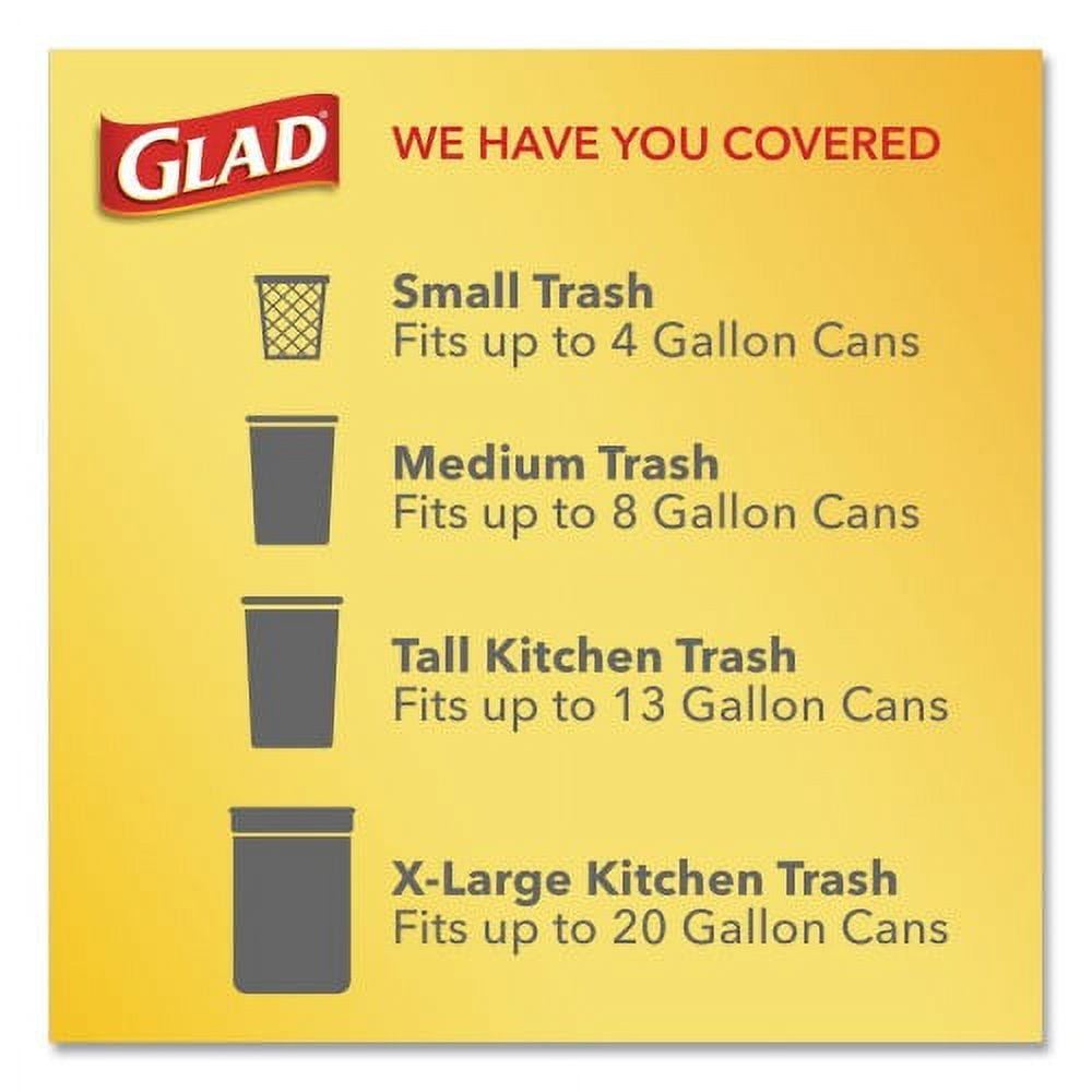 Glad ForceFlex Kitchen Drawstring Trash Bags, 13 gal, Fresh Clean Scent, 24" x 27.38", White, 80/Box, Each