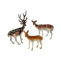 3 Pieces Small Christmas Reindeer Figurines Mini Deer Sculpture Lifelike Material for Holiday Party Mantel