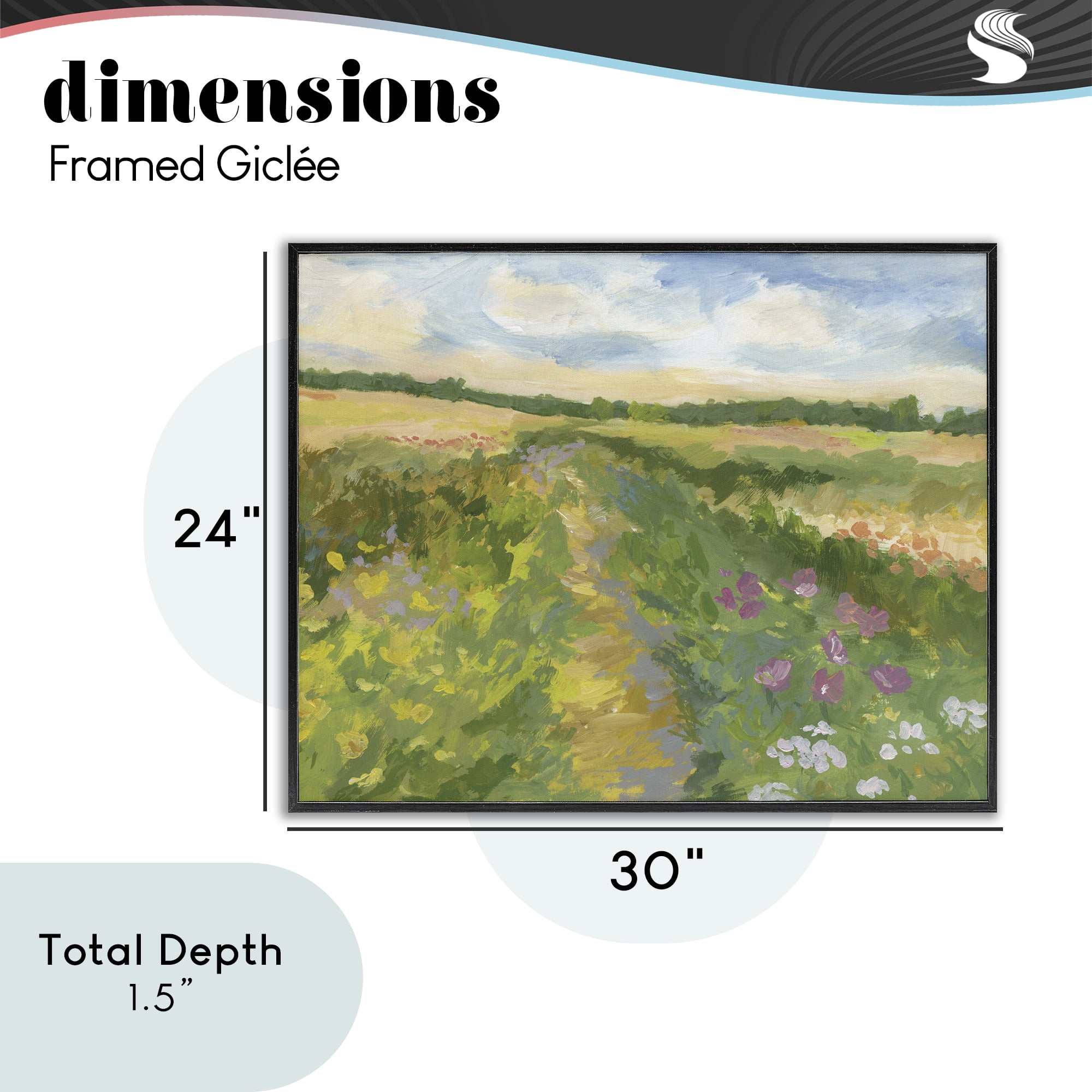 Stupell Industries Windswept Flower Field Black Framed Giclee Art, design by Victoria Barnes