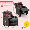 thumbnail image 3 of Canddidliike Kids Recliner Chair with Side Pockets and Footrest-Red, Comfy Chair for Kids, 3 of 8