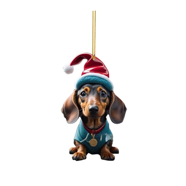 Christmas Dog Car Hanger, Acrylic Car Hanger, Home Hanger, Decoración Navideña, Ajustable, Portátil, Metal Frame, For Bedroom