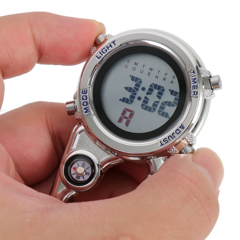 Homemaxs Clip-On Carabiner Pocket Watch, Digital, Blue, Luminous