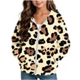 thumbnail image 3 of Dzrciro Boys Girls Hoodie Sweatshirts, Leopard Print Long Sleeve Full Zip Up Kids Jacket with Pockets, Casual Outdoor Hoodies Coat, 4-12 Years, 3 of 8