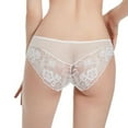 thumbnail image 3 of VONCOS Womens White Lace Panties Bikini Mid Rise Breathable Soft Stretch Floral Lace with Bow Everyday & Special Occasion Underwear,Size M, 3 of 4