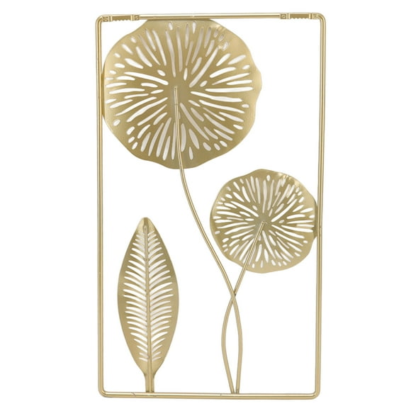 Iron Wall Sculptures, Golden Flower Hanging Ornament Hollowed Art Wall Decor for Living Room Coffee Bar
