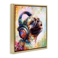 thumbnail image 3 of Stupell Industries Contemporary Blissful Music Pug Gold Floating Frame Canvas Art, 25 x 25, by Leon Devenice, 3 of 8