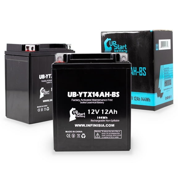2-Pack UB-YTX14AH-BS Battery Replacement for 1988 Yamaha YFM35ER Moto 4 350 CC ATV - Factory Activated, Maintenance Free, Motorcycle Battery - 12V 12AH, UpStart Battery Brand