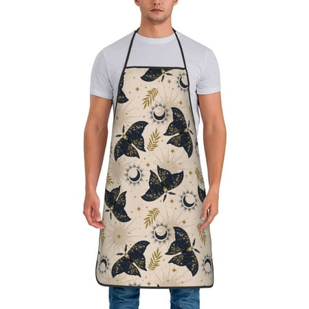 

Chef Aprons for Men and Women - Ramadan moth Oil-Resistant Bib Aprons for Cooking Waterproof BBQ Grilling Kitchen Aprons Gifts for Women and Men