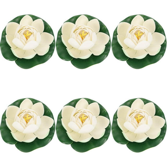 6Pcs Garden Lotus Floating Decor Pond Fake Lotus Flower Craft Simulation Lotus Flower Decor Lotus Decor