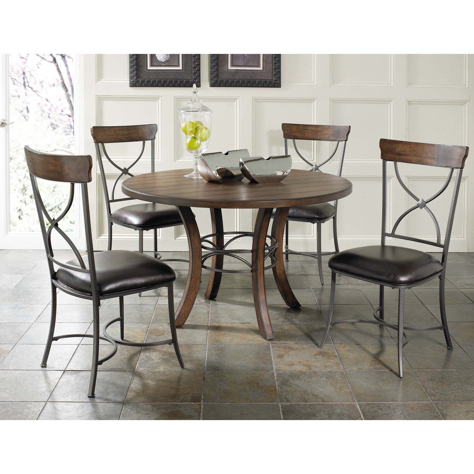 Hilale Cameron 5 Piece Round Wood Dining Table Set With X Back Hilale Cameron 5 Piece Round Wood Dining Table Set With X Back Chairs