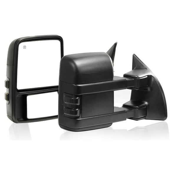 Miroirs de Remorquage de Remplacement pour 2008-2016 F-250 F-350 F-450 F-550 SUPER DUTY, Chauffage Électrique, SIGNAL de Fumée, Noir (Ensemble de Paire)