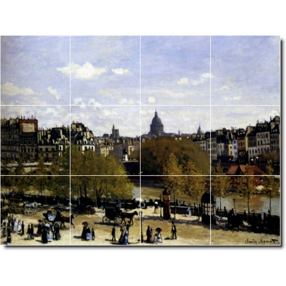 Ceramic Tile Mural-Claude Monet City Kitchen Tile Mural 5. 48" w x 36" h using (12) 12 x 12 ceramic tiles