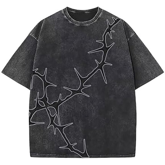 LUOGENLI Male T-shirts for Mens Men's Gothic T Shirts Vintage Oversized Washed Tees Clothes Vintage T-shirts for Men Graphic Tee Summer Clothes T-shirts for Men Graphic Tee Valentines Black S