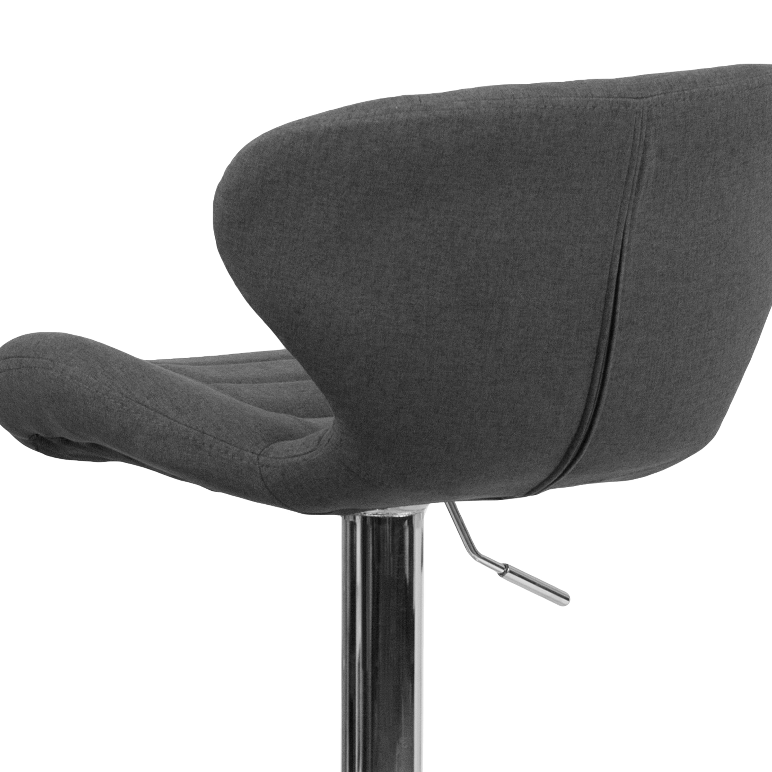 Flash Furniture 2 Pack Contemporary Charcoal Fabric Adjustable Height Barstool with Curved Back and Chrome Base