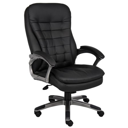 Pemberly Row Executive High Back Pillow Top Office Chair in Black