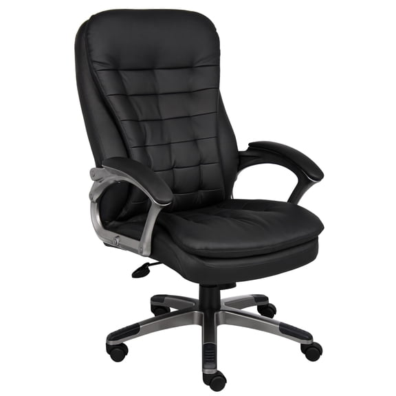 Kingfisher Lane Leather High Back Pillow Top Office Chair in Black