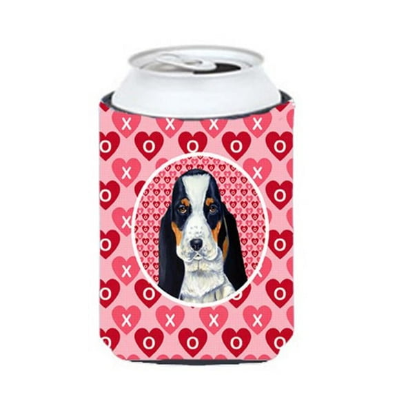Basset Hound Valentines Love And Hearts Can Or Bottle Hugger - 12 oz.