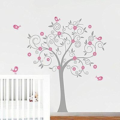 Birds Flowers Tree Wall Decal Sticker Mural Wallpaper Vinyl Baby