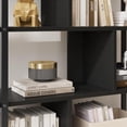 thumbnail image 6 of Tall Industrial Style 5-Tier Rattan Bookcase Storage Cabinet Open Display Shelves Metal Frame Design, 6 of 9