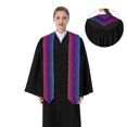 thumbnail image 4 of Fotbe Leopard Neon Rainbow Gradient Printed Class of 2024 Graduation Stole, 4 of 7