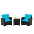 thumbnail image 2 of Costway Ensemble de Mobilier de Patio 3 Pcs avec Table Basse en Verre Trempé Coussins Lavables Turquoise, 2 of 10
