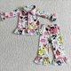 thumbnail image 1 of Ropa de Boutique para niños, pijamas con bordado navideño de Papá Noel, mangas Rojas, grises, traje de niña, pantalones de lunares, conjunto para niños, 1 of 4