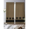 thumbnail image 3 of Checkered Stars Sheer Curtains 96 Inches Long 2 Panels Retro Brown Black Plaid Art Light Filtering Semi Sheer Window Curtains Drapes for Bedroom Living Room 52"x96", 3 of 7