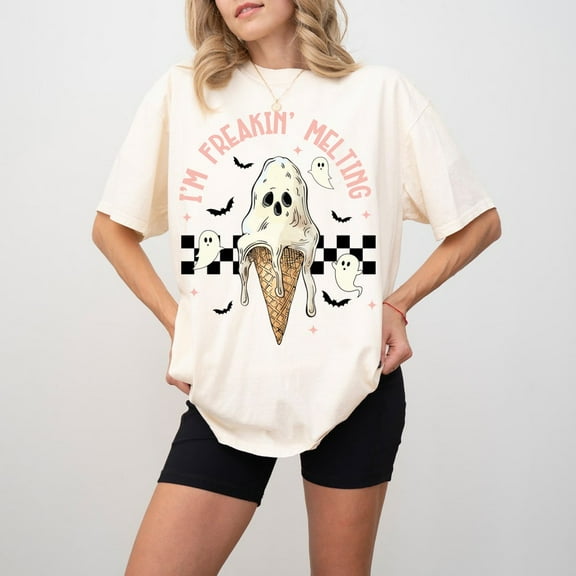 I’m Freakin Melting Shirt, Retro Skull Ghost Tee, Trendy Summer Shirt, Gothic Halloween Summer Shirt, Funny Spooky T-Shirt, Hot Weather Humor Tee