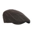 thumbnail image 3 of Boina, gorra de taxista, gorra de pintor para otoño e invierno, gorra de vendedor de periódicos, gorra plana a cuadros para hombre Marrón, 3 of 9