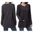 thumbnail image 3 of Camisas de Larga para Mujer, Suéteres Largos con Bolsillos, Túnicas Holgadas Negro M, 3 of 5